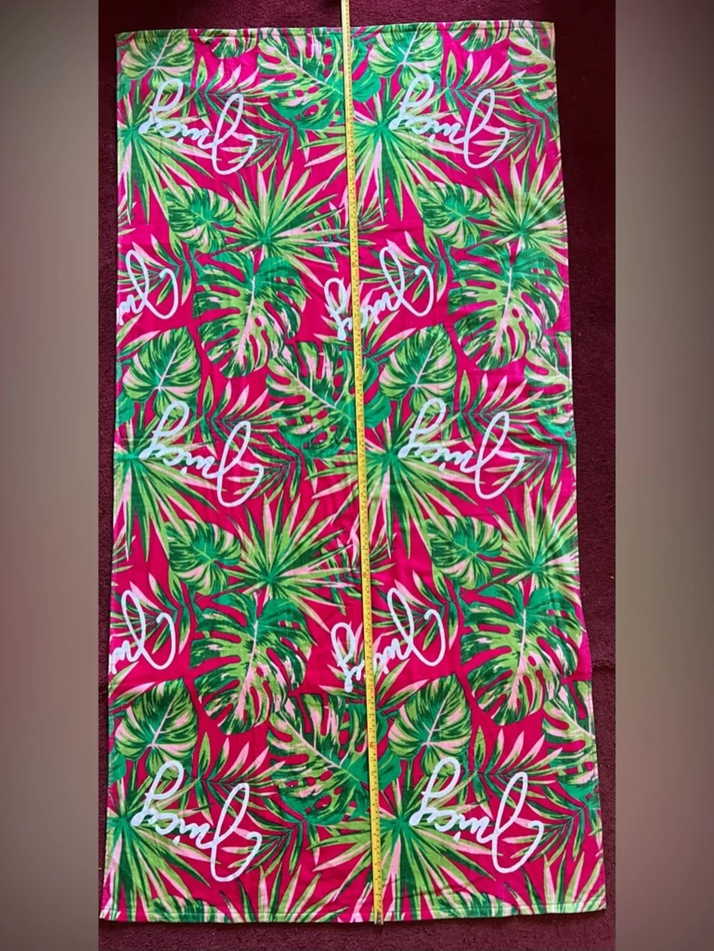 Juicy Couture Hot Fuchsia Tropical Foliage Beach Towel